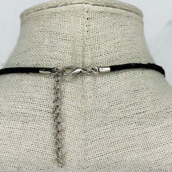 Striped Pendant on Black Cord Necklace - Picture 4 of 12